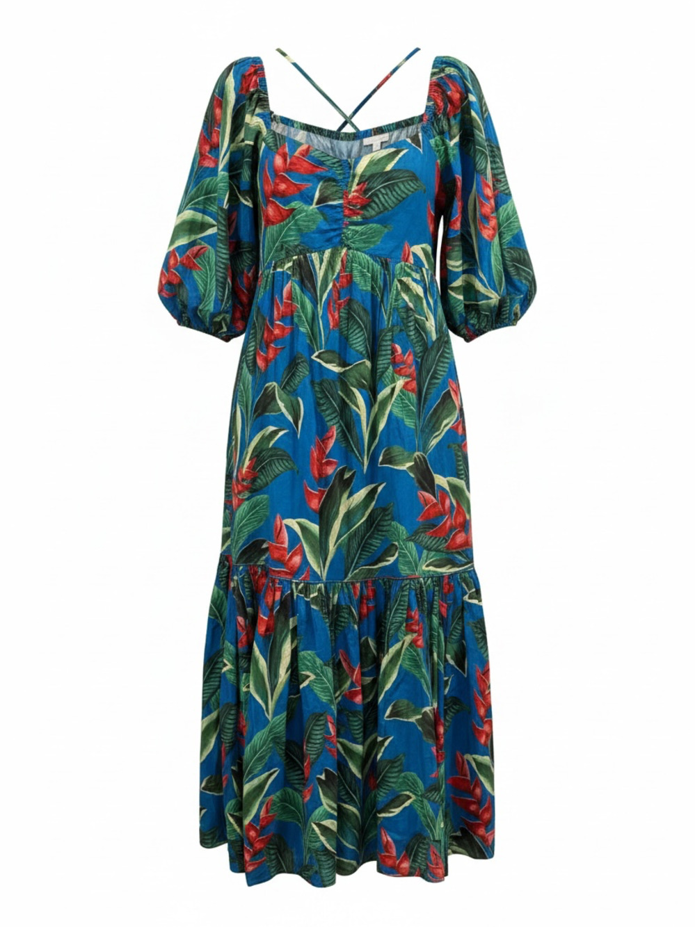 FARM Rio Dream Garden Tropical Puff Sleeve Maxi Dress Size S